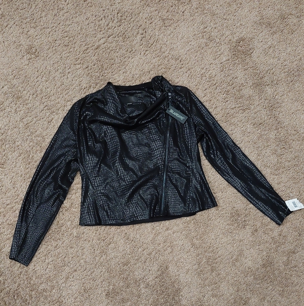 NWT BLANKNYC Irongirl Croc Print Lightweight Moto Jacket - Picture 3 of 14